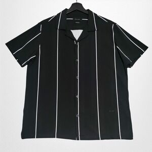 Porter & Ash Premium Button Down Shirt Mens Large Kinetic Stretch Black White